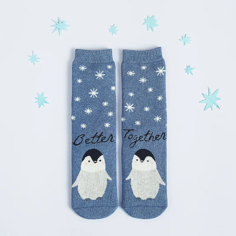 Осенне-зимние теплые махровые носки с петельками и рисунками животных в японском стиле для колледжа повседневные милые носки Рождественский подарок - Цвет: 2