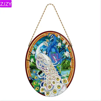 

2020 New Round Mural Diamond Painting Cross Stitch Peacock Special Shape Picture of Rhinestone 5d Mosaic Diamond Embroidery