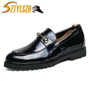 

Autumn /Winter NEW Men Patent Leather Shoes Men Casual Shoes British style Bullock Men Middle Help Formal Business Fashion Flats