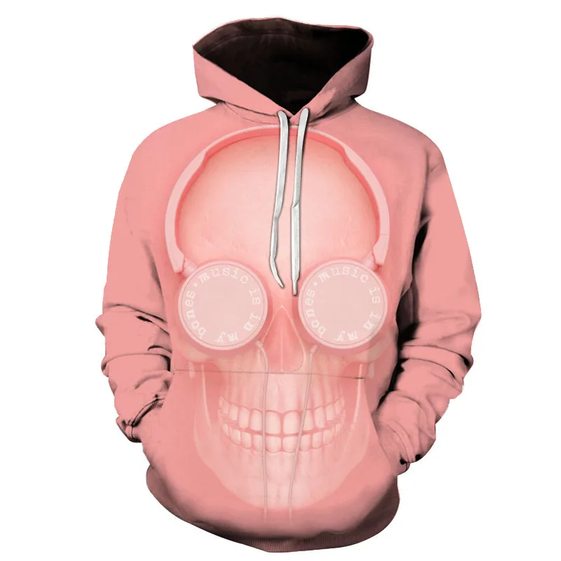 spring autumn newest men hoodie blue flame skull 3D digital printing sweatshirt men women fashion hot loose hooded pullover