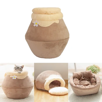 

Pet bed for Cats Dogs Soft Nest Kennel Bed Honet Pot Shaped Cave House Sleeping Bag Mat Pad Tent Pets Winter Warm Cozy Beds