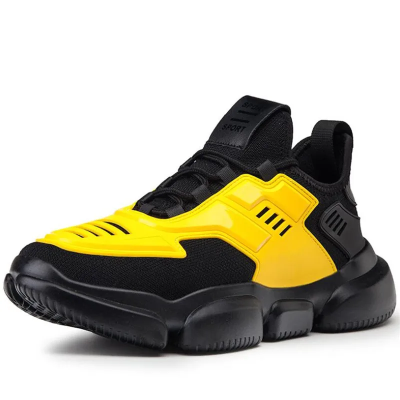 Male Running Shoes for Man Training Fitness Sport Shoes Men Jogging Footwear Outdoor Lightweight Breathable Man Sneakers - Color: Black  Yellow