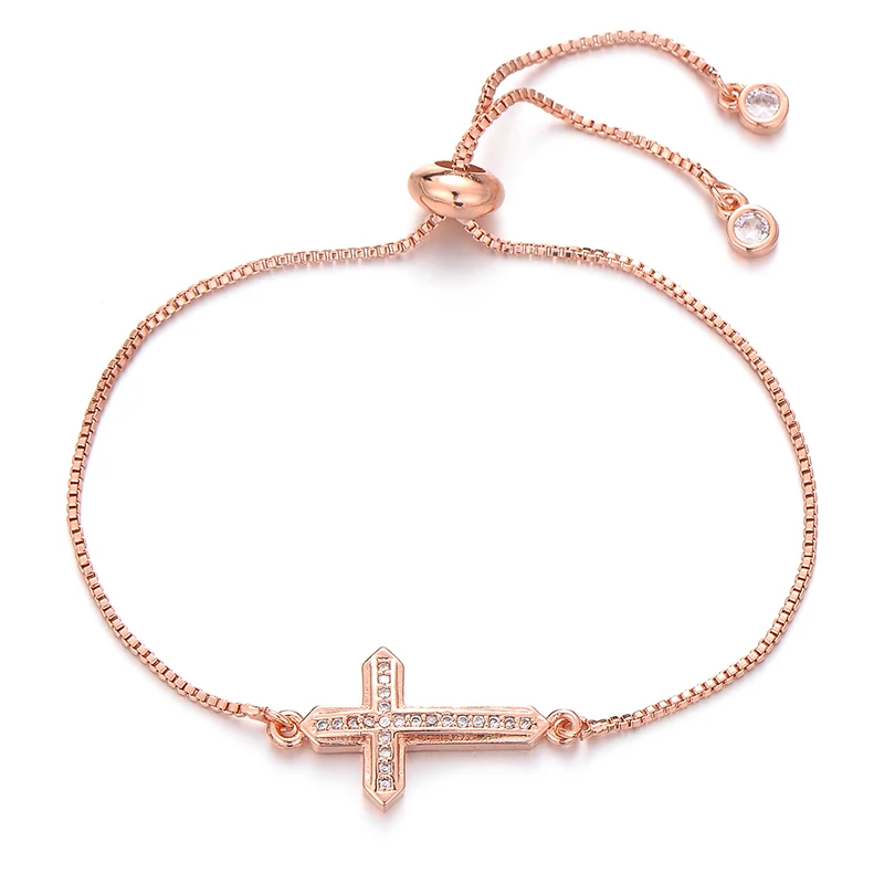 Pipitree медный прозрачный кубический цирконий микро проложить крест браслеты Религиозные ювелирные изделия цепочка браслет для женщин мужской браслет