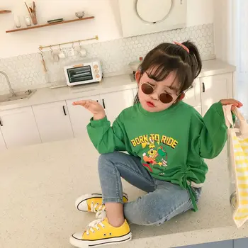 

Spring New Arrival korean style clothing sets letters cartoon printed long sleeve hoodie with all-match vest cute suit for girls