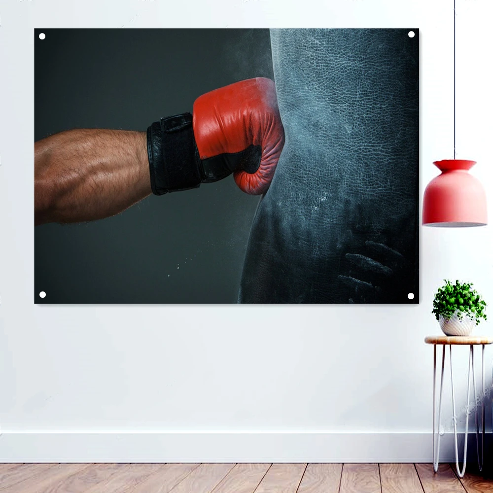 ボクシングの壁紙 壁のポスター キックボクシング ムエタイ 格闘技 トレーニングバナー 旗 絵画 体操の壁の装飾 旗 横断幕 アクセサリー Aliexpress