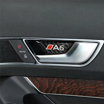 

Fits for Audi A6 2005-11 C6 Car Accessories Carbon Fiber Door Handle Auto Stickers Door Bowl Trim Covers Car Interior Decoration