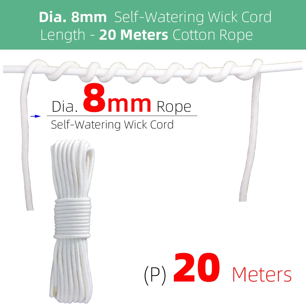 4/5/6/8MM Self-Watering Wick Cord Vacation Planter Pot DIY Automatic Watering Device System Potted Auto Drip Waterer Cotton Rope 