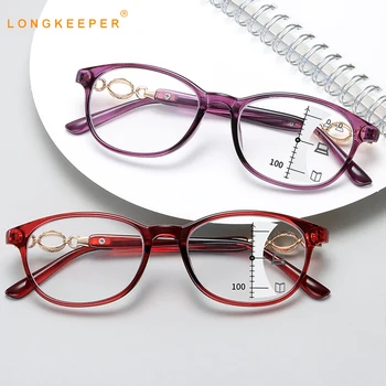 

Fashion Progressive Multifocal Reading Glasses Women Anti-blue Light Eyeglasses Ladies Presbyopic Spectacles +1.0 to +4.0