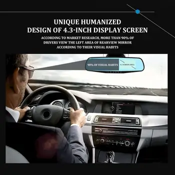 

Driving Recorder Dual Lens 4.3 Inch Anti Blue Mirror Rear View Vision 2248 Video Recorder
