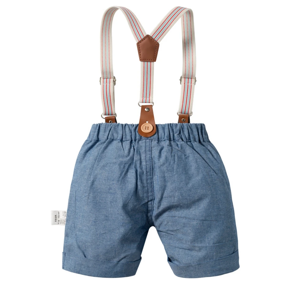 Summer Toddler Boy Long Sleeve Suspender Pants Suit