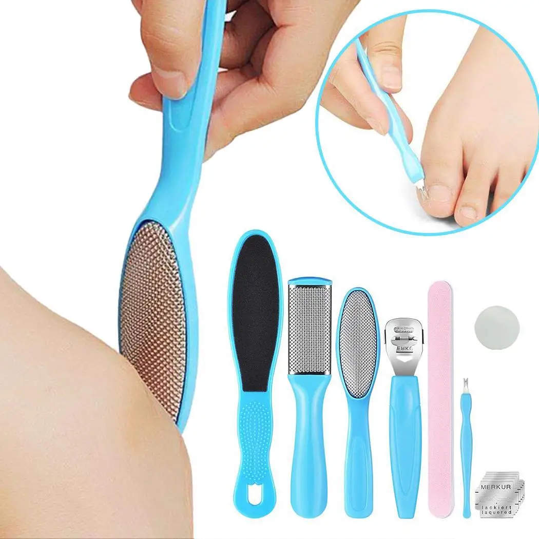 Набор для удаления мозолей и пилки для ног из нержавеющей стали, набор для удаления мозолей, набор для ухода за ногами, синие Инструменты для педикюра ABS