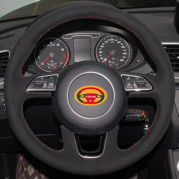 

Black Suede Car Steering Wheel Cover for Audi Q3 Q5 2013 2014 2015