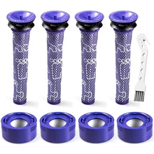 8 pacote 965661-01 & 967478-01 filtro conjunto para dyson v8 v7 vácuo, 4 filtros pre e 4 filtros de pós hepa com 1 escova de limpeza