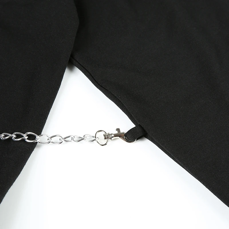 Iamhotty Chain черные толстовки женские футболки с забавными изображениями Печать с капюшоном женская укороченная Толстовка Femme puls размер хип хоп пуловеры толстовки