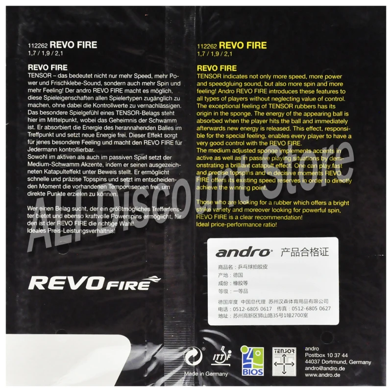 Andro настольный теннис резиновый Revofire Прыщи В пинг понг с губкой Tenis De Mesa