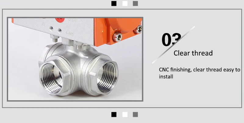 way válvula de esfera 304 aço inoxidável Q611F-16P duplo cilindro ação