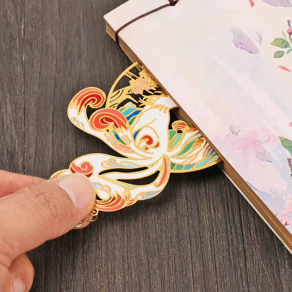 Metal Bookmark Chinese Style Brass Bookmark Tassel Pendant Retro Book Clip Student Gift