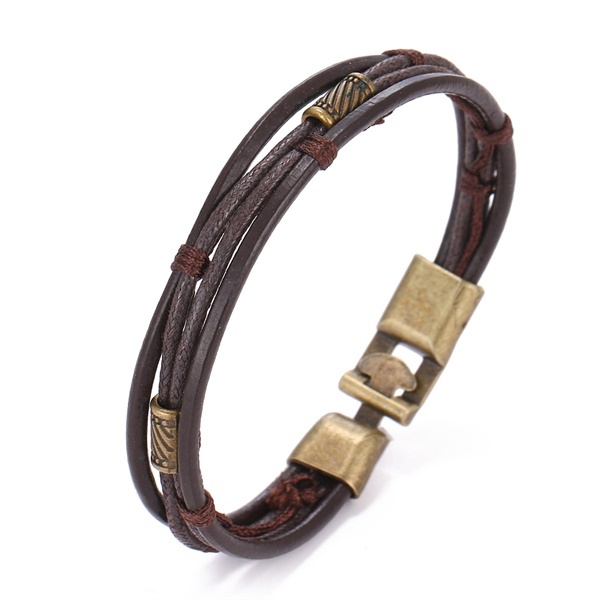 Vintage Flower Bracelets & Bangle Boho Multiple Layers Leather Bracelet 2019 For Women Man Wrap Female Punk Jewelry Gifts