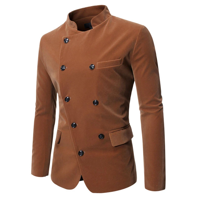 Double Breasted Mens Blazers Long Sleeve Oblique Placket Designer Mens Apparel Business Male Clothing