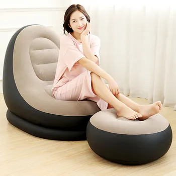 

Lazy Sofa Outdoors Sofa Folding Inflatable Leisure Soft and Comfortable Flocking Fabric Sofa bed Creative Couches with Footstool