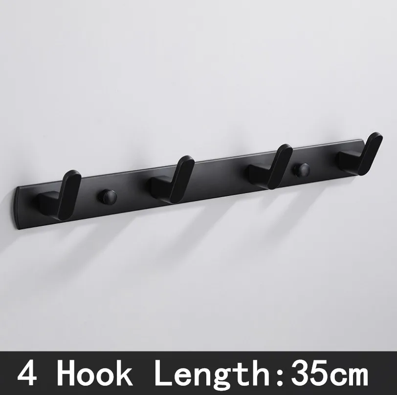 Black- 4 Hook Черный белый крючок для халата крючки для полотенец в ванной сумка для полотенец шляпа крючок настенная одежда пальто крючок настенная вешалка Аксессуары для ванной комнаты - Цвет: Black- 4 Hook