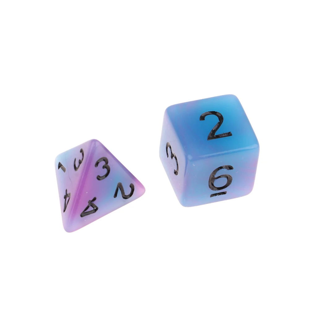 7pcs Multicolor Acrylic Polyhedral Luminous Dice for D&D RPG MTG Party Game Supplies 7 Polyhedral Dices 