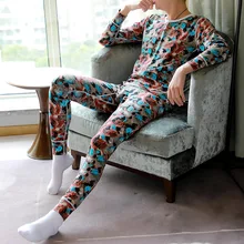 Новое модное термобелье мужское с круглым вырезом хлопок тонкий срез тонкий длинный комплект нижнего белья