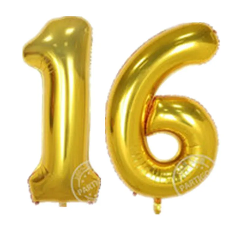 2pcs 32/40inch Rose Gold Foil Balloons Adult 30th Birthday Party Anniversary Gold Digit Helium Balaos Decoration Globos - Цвет: as picture