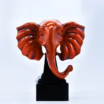 

European Modern Elephant Head Art Sculpture Animal Head Figurine Creative Resin Crafts Decorations For Home R3601