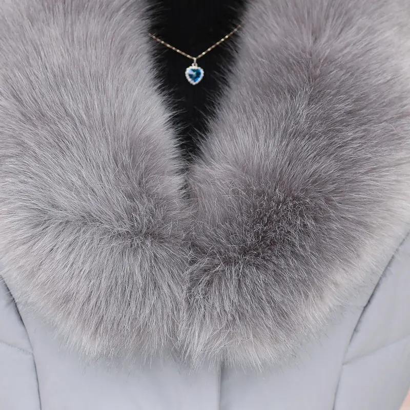 ASLTW XL-5XL Plus Size Long Leather Jacket Women New Winter Fur Collar Coat Women Single-breasted Cotton Pu Leather Jackets