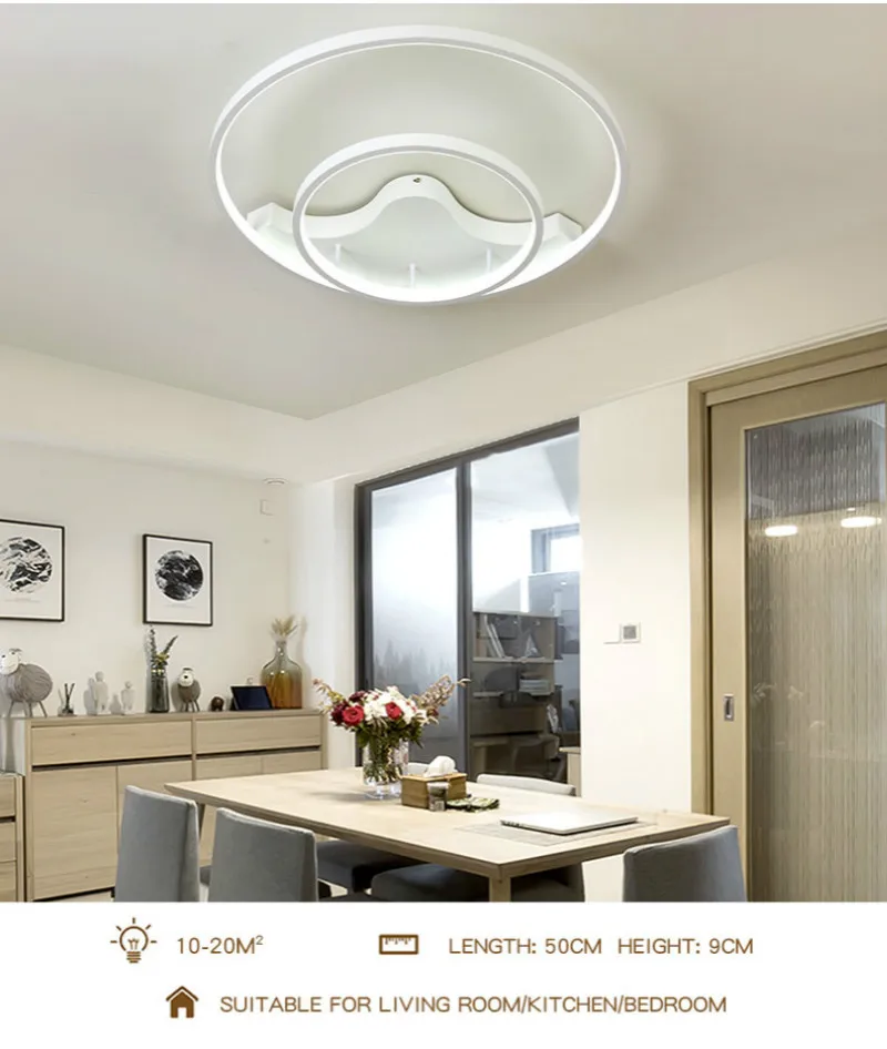 Modern Minimalist LED Remote Control Ring Ceiling Light for Restaurant Kitchen Bathroom Lighting