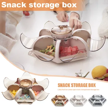 

Hot Fashion Lotus Fruit Box Living Room Fruit Tray Transparent Press Type Snack Compartment Storage Box D6