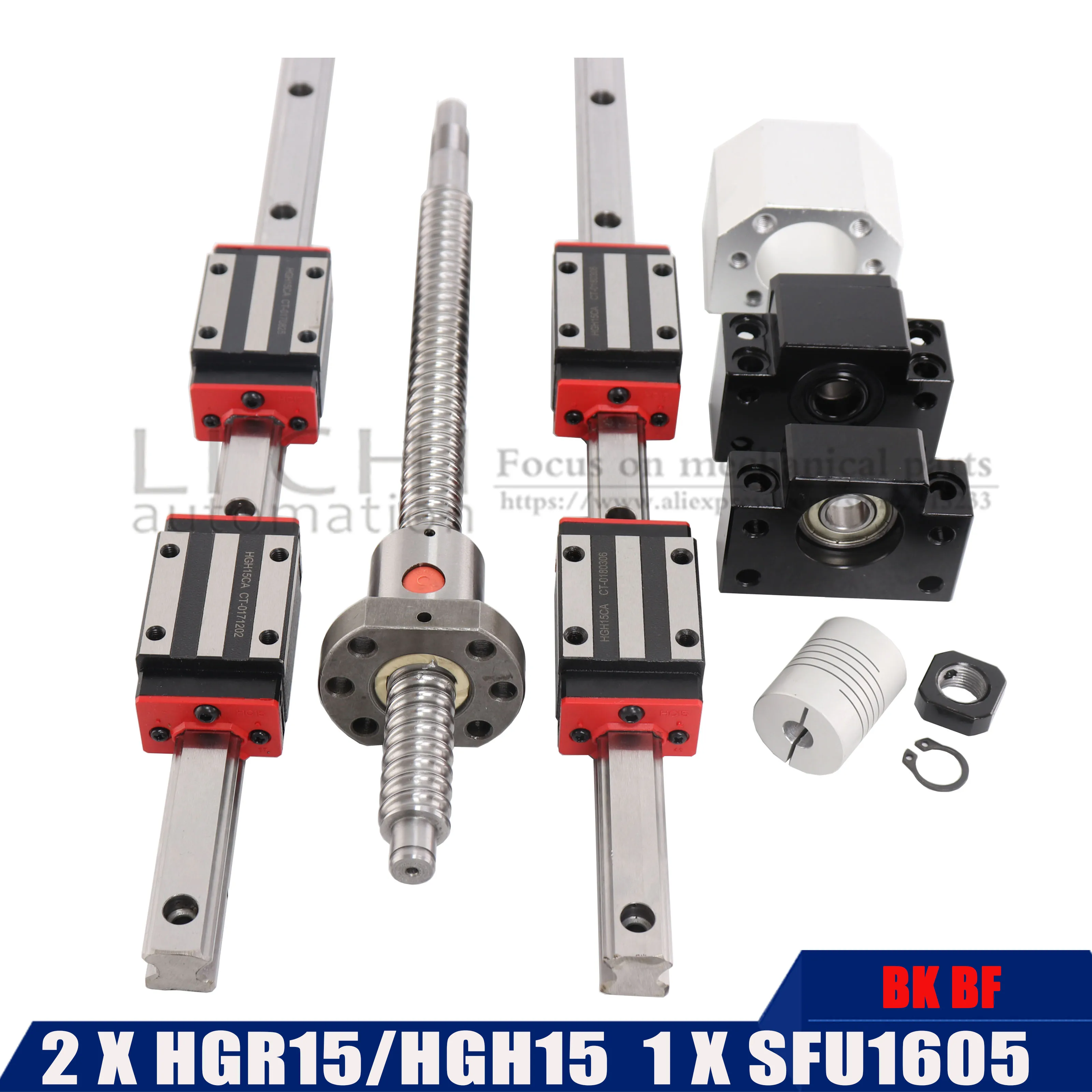 2 шт. HGH15 Любая длина 1 SFU1605 + 4 HGH15CA HGW15CC линейная направляющая 200 мм-1000 мм BKBF12