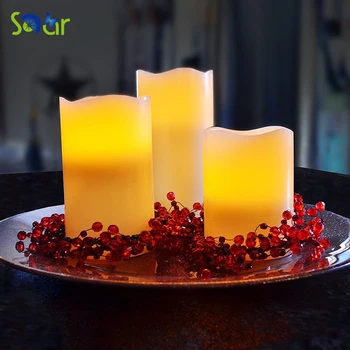 

SDAR Real Wax Flameless Colorful Candles Battery Operated Led Candles Lights Remote Control Candles with Timer (Pack of 3)