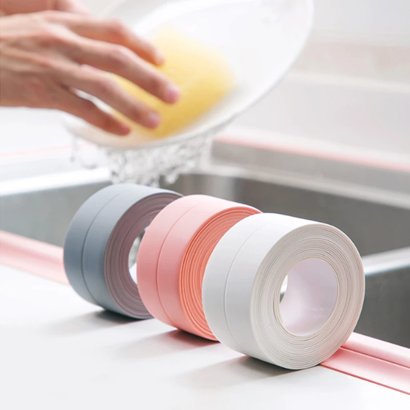 

Bathroom Stickers Shower Sink Bath Sealing Strip Tape White PVC Self adhesive Waterproof Wall Sticker for Bathroom Home Kitchen