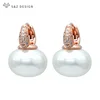 S & Z DESIGN nouvelle mode pain rond grande perle boucles d'oreilles pour les femmes bijoux de mariage cadeau tempérament cubique zircone Eardrop