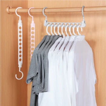 

Wardrobe Finishing Anti Skid Rotate Hanger Clothing Storage Hanging Support Rack Magic 9-hole Clothes Hanger Fixed Holder Rack