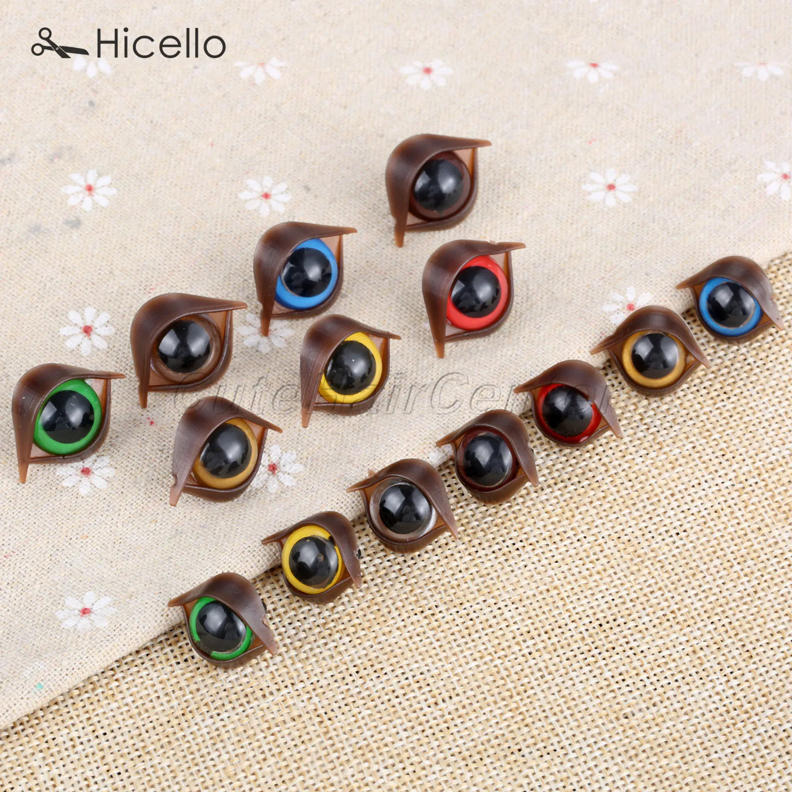 CCINEE 100pcs 6mm-12mm Solid Black Eyes with Washers, Sewing for DIY of Puppet, Plush Animal Making and Teddy Bear