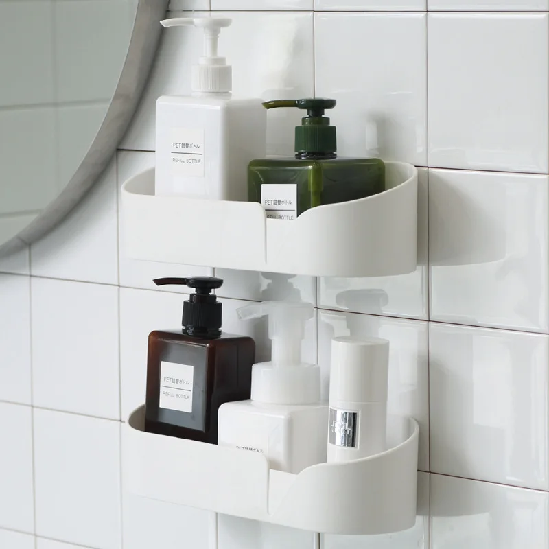 

Bathroom Storage Shelf Wall Hangers Bathroom Kitchen Hole Punched Toilet Suction Tool Type Sucker Sanitary Ware Plastic Storage