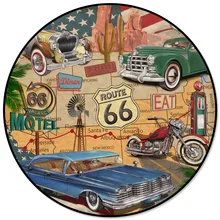 Круглый ковер Ретро Route 66 плакат супер мягчайший ковер для кухни коврики для гостиной офисный взрослый виниловый диван детские коврики для девочек