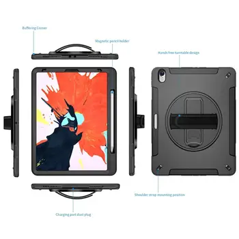 

Protective Cover with Bracket Hand Strap Sports Shell for iPad Pro 12.9 Case Tablet Shockproof Case for iPad Pro 12.9 inch 2018