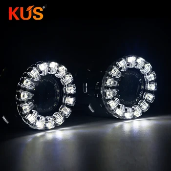 

2.5 Inch Mini Bi Xenon Projector Lens White Or Blue Angel Eyes DRL Lotus Shrouds Mask for Headlights H4 H7 Car Retrofit Headlamp