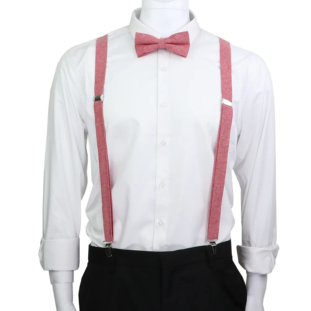 100% Cotton Elastic Leather Suspenders 