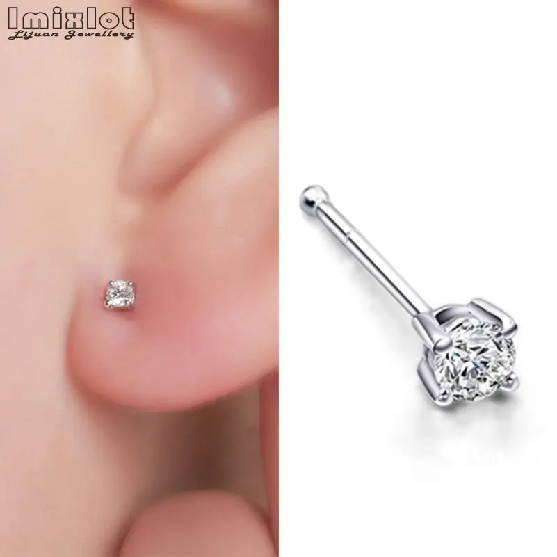 

Stainless Steel Nose Ring Stud Prong Set Bone Silver Nose Earrings Hide Piercing Nose Pin Clear Nose Retainer Sexy Body Jewelry