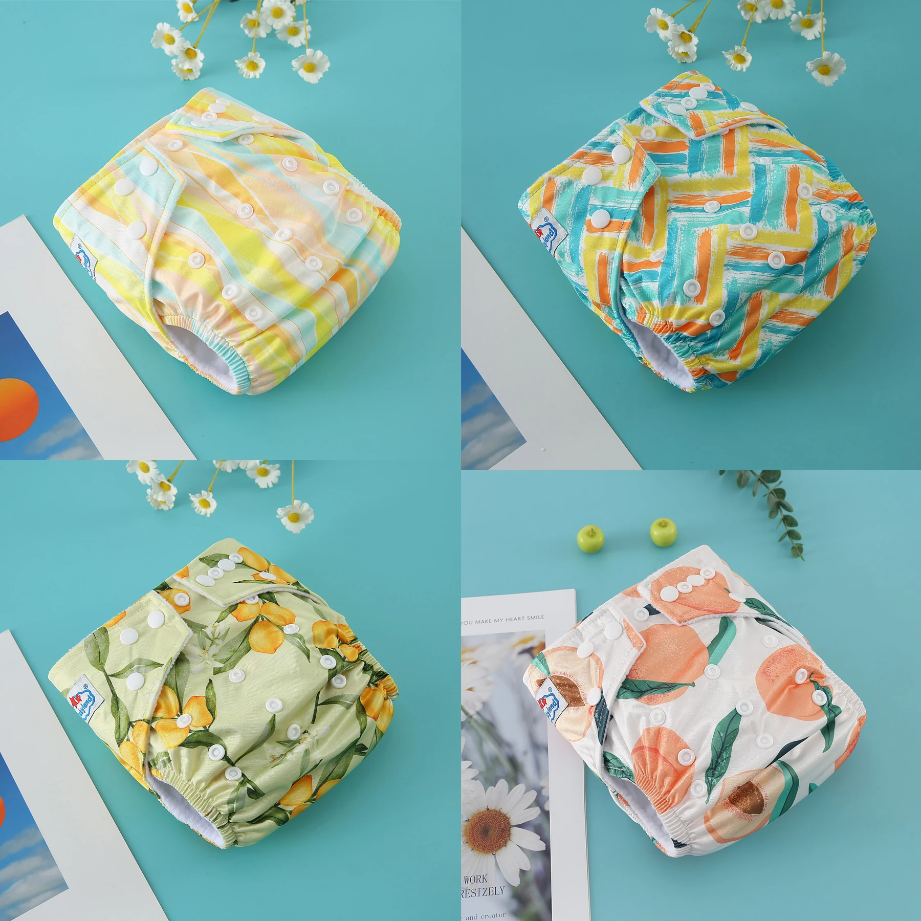 Babyland-pañales de tela ajustables con estampado, cubiertas de pañales para bebé, novedad