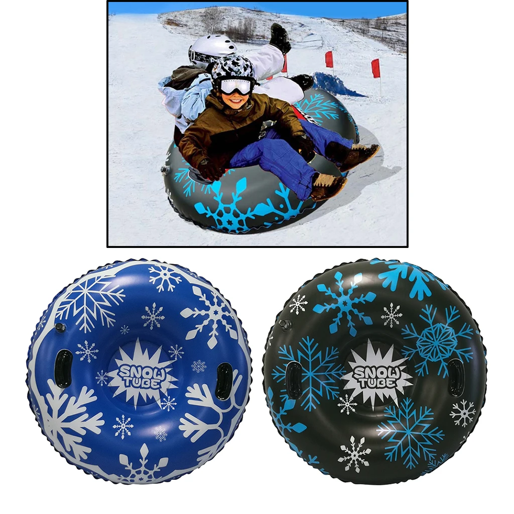 Deluxe Snow Tube with Large Handle Inflatable Snow Sled 1-2 Person 48`` Heavy