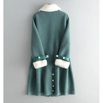

quality autumn winter high 2020 wool coat granule sheep shearing coat ladies mink fur collar long lamb hair fur coat