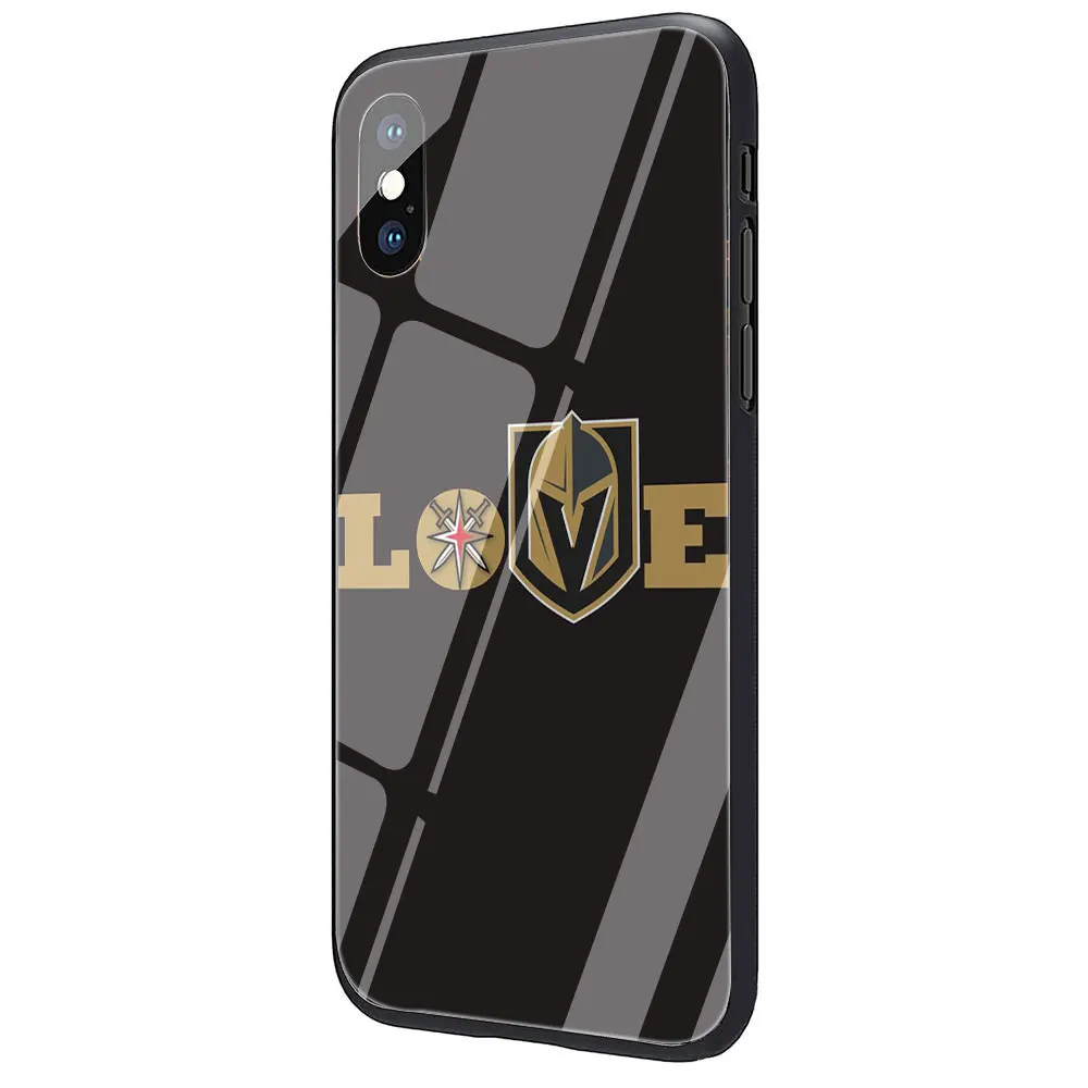 Vegas Золотой Рыцари закаленное стекло ТПУ Черный чехол для iPhone 11 Pro X или 10 8 7 6 6S Plus Xr Xs Max - Цвет: G2