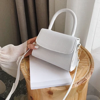

Alligator Pattern Crossbody Bags For Women 2019 Small Handbag Solid Color PU Leather Messenger Bags Ladies Designer Evening Bags