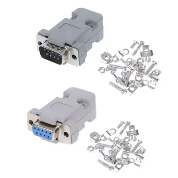 

Drop Ship. 5Sets 9Pin Male/Female D-Sub Plug Solder Connector RS232 Serial DB9 w/ Grey Hood